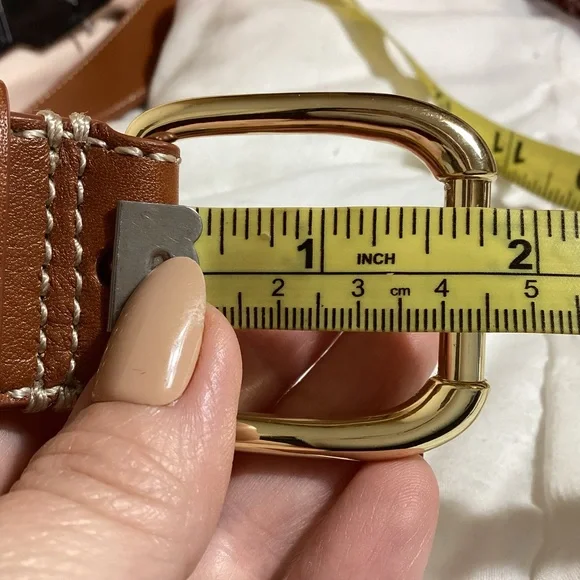 Talbots Womens Genuine Leather Belt Size L Tan Brown Minimalist Workwear Classic - Picture 12 of 16